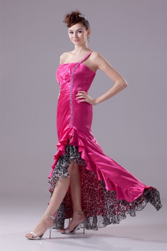 Beading Elastic Woven Satin Leopard Printed Chiffon One-Shoulder Prom/Formal Evening Dresses 02020075 Beading Elastic Woven Satin Leopard Printed Chiffon One-Shoulder Prom/Formal Evening Dresses 02020075