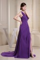 Beading One-Shoulder Long Purple Chiffon Prom/Formal Evening Dresses 02020080