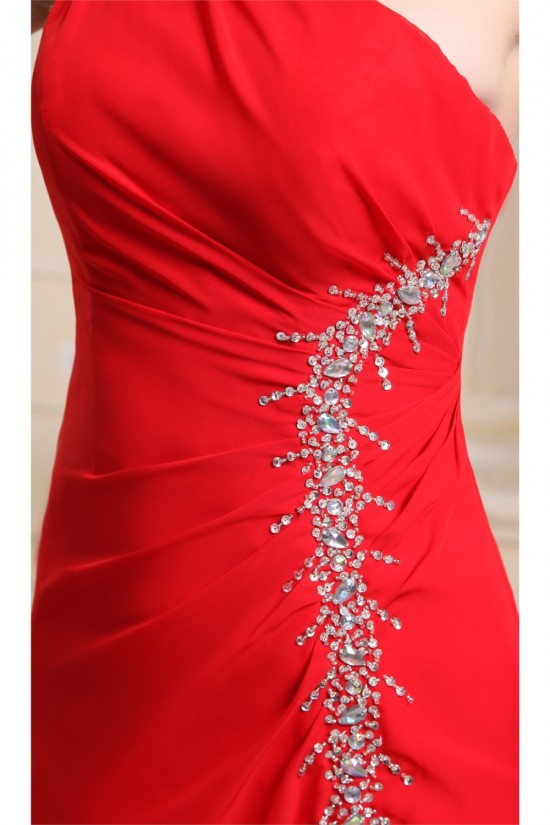 Beading One-Shoulder Sleeveless Long Red Chiffon Prom Evening Bridesmaid Dresses 02020083 Beading One-Shoulder Sleeveless Long Red Chiffon Prom Evening Bridesmaid Dresses 02020083