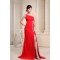 Beading One-Shoulder Sleeveless Long Red Chiffon Prom Evening Bridesmaid Dresses 02020083