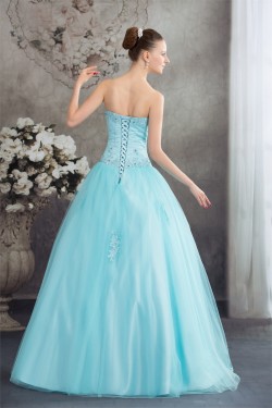 Ball Gown Sweetheart Beading Satin Lace Fine Netting Floor-Length Prom/Formal Evening Dresses 02020086