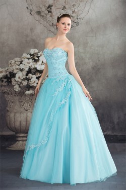 Ball Gown Sweetheart Beading Satin Lace Fine Netting Floor-Length Prom/Formal Evening Dresses 02020086
