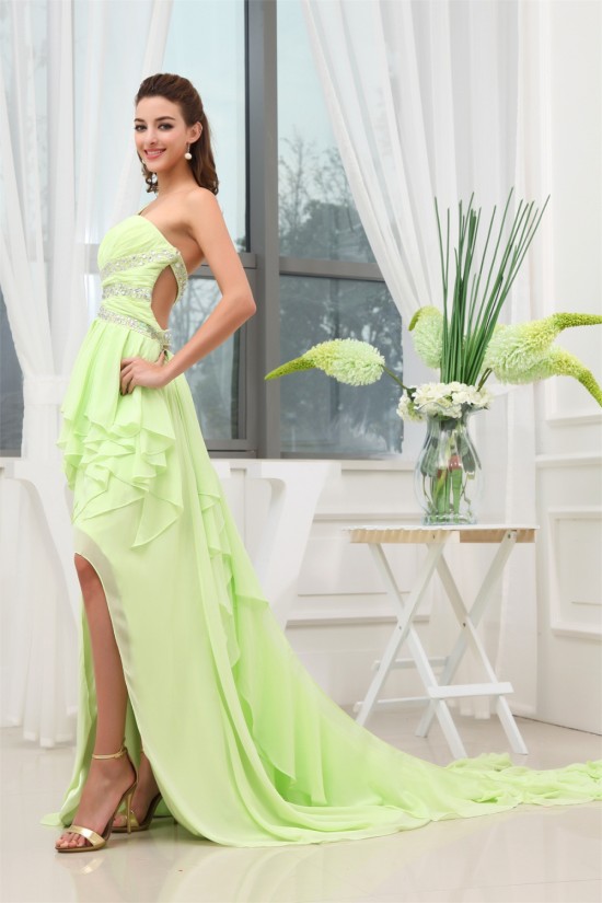 Affordable High Low Beading Sleeveless Chiffon Prom/Formal Evening Dresses 02020092