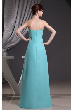 A-Line Sleeveless Strapless Chiffon Long Blue Prom Evening Formal Bridesmaid Dresses 02020096