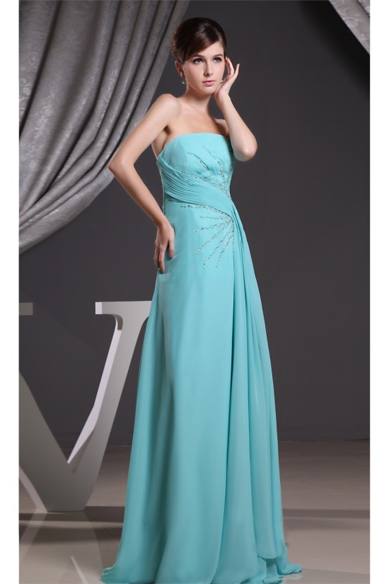 A-Line Sleeveless Strapless Chiffon Long Blue Prom Evening Formal Bridesmaid Dresses 02020096 A-Line Sleeveless Strapless Chiffon Long Blue Prom Evening Formal Bridesmaid Dresses 02020096