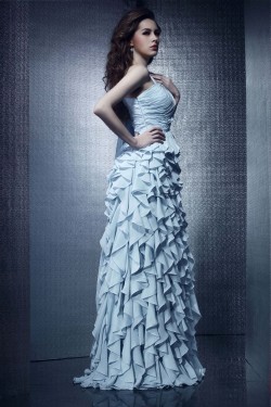 Sheath/Column One-Shoulder Long Chiffon Prom Evening Party Dresses 02021001