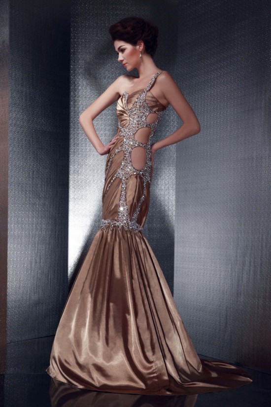 Trumpet/Mermaid Beaded One-Shoulder Long Prom Evening Party Dresses 02021005 Trumpet/Mermaid Beaded One-Shoulder Long Prom Evening Party Dresses 02021005