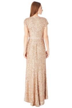 Sheath Short Sleeve Sequin Long Prom Evening Party Dresses 02021006