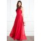 A-Line Red Long Chiffon Prom Evening Party Dresses 02021007