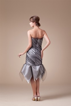 Short Strapless Black Tulle Prom Evening Party Dresses 02021010