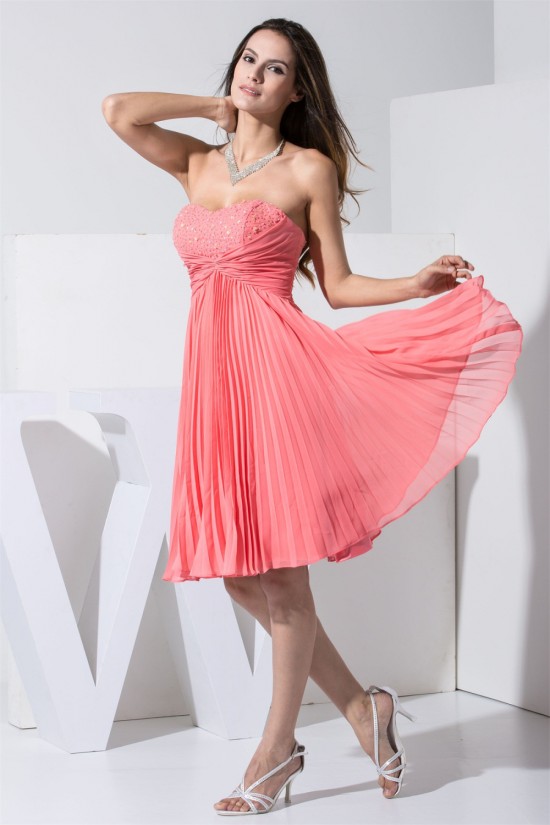 A-Line Knee-Length Beading Chiffon Evening Party Homecoming Dresses 02021020