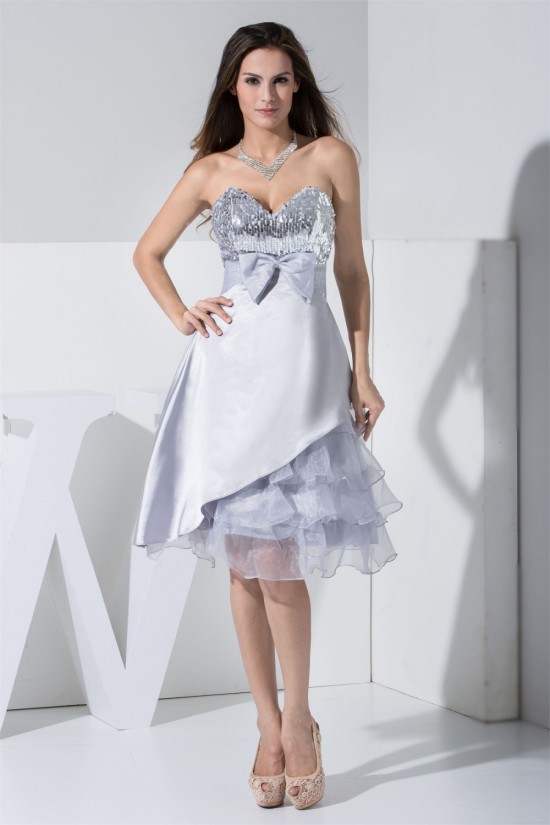 A-Line Knee-Length Bows Sleeveless Sweetheart Prom/Formal Evening Dresses 02021021 A-Line Knee-Length Bows Sleeveless Sweetheart Prom/Formal Evening Dresses 02021021