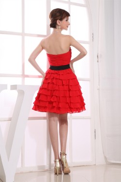 A-Line Chiffon Sweetheart Handmade Flowers Evening Party Bridesmaid Dresses 02021024