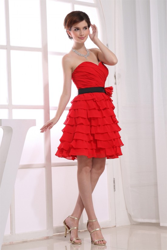 A-Line Chiffon Sweetheart Handmade Flowers Evening Party Bridesmaid Dresses 02021024