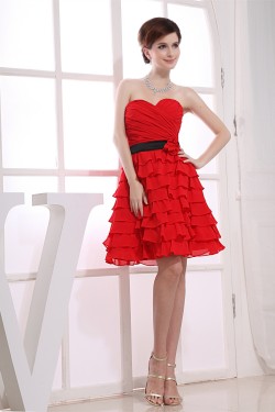 A-Line Chiffon Sweetheart Handmade Flowers Evening Party Bridesmaid Dresses 02021024