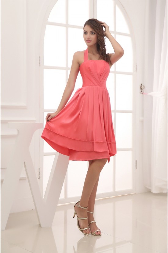 A-Line Chiffon Sleeveless Halter Evening Bridesmaid Dresses 02021026