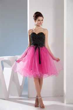 A-Line Knee-Length Beaded Netting Prom/Formal Evening Dresses 02021027