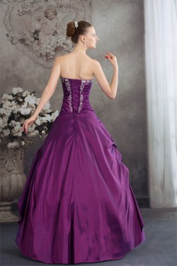 Ball Gown Sweetheart Beading Taffeta Fine Netting Floor-Length Prom/Formal Evening Dresses  02020103