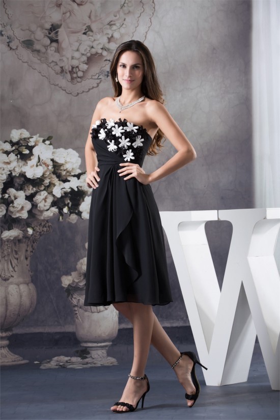 A-Line Strapless Chiffon Short Black Dresses 02021032 A-Line Strapless Chiffon Short Black Dresses 02021032
