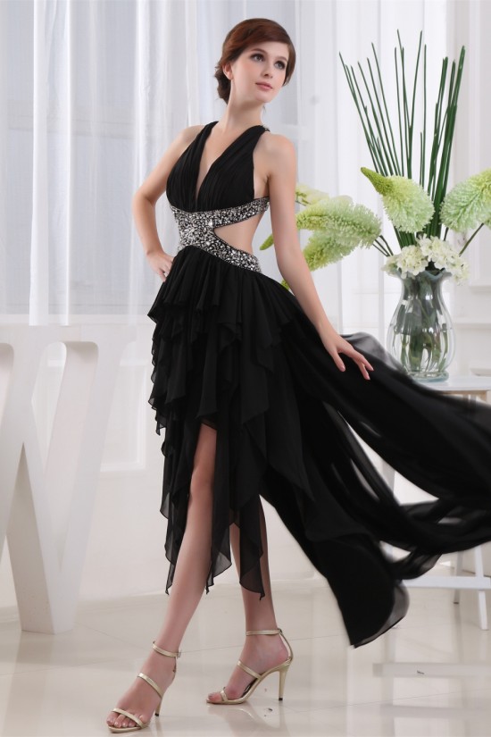 Asymmetrical Sleeveless Beading Chiffon Prom/Formal Evening Dresses 02021038