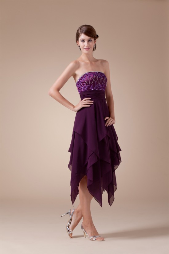 Asymmetrical Sleeveless Chiffon Silk like Satin Prom/Formal Evening Dresses 02021039