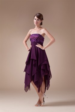 Asymmetrical Sleeveless Chiffon Silk like Satin Prom/Formal Evening Dresses 02021039