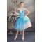 Beading Satin Organza V-Neck A-Line Tea Length Prom/Formal Evening Dresses 02021047