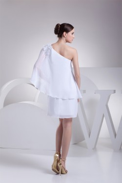 Beading Short/Mini Chiffon Little White Dresses 02021049