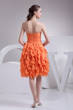 Cascading Ruffles Knee-Length A-Line Chiffon Evening Party Dresses 02021066