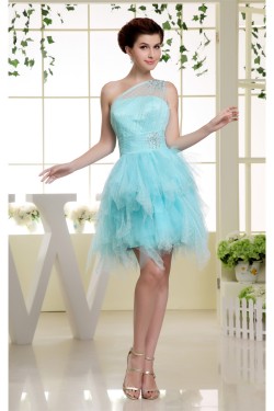 Charming Satin Netting Material One-Shoulder A-Line Homecoming Cocktail Party Dresses 02021068