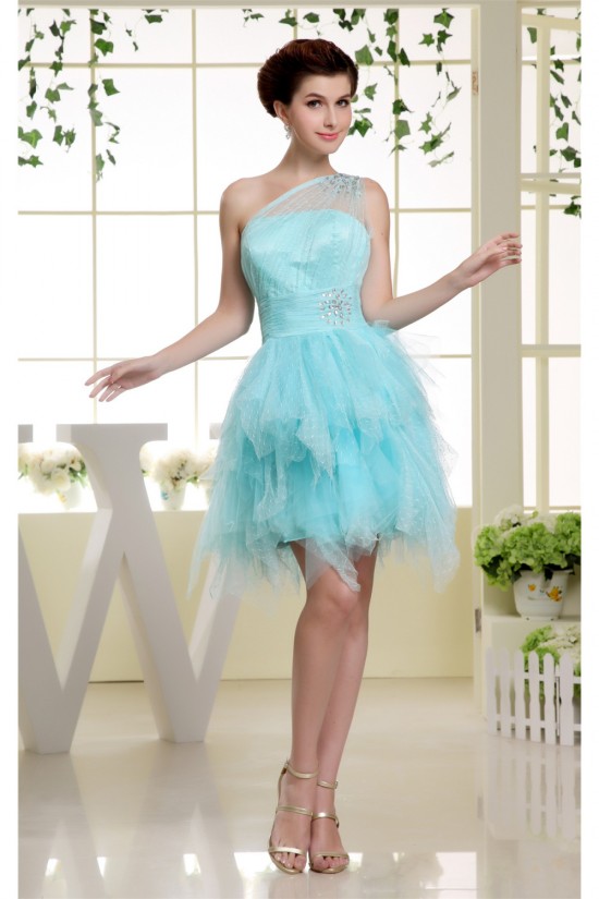 Charming Satin Netting Material One-Shoulder A-Line Homecoming Cocktail Party Dresses 02021068