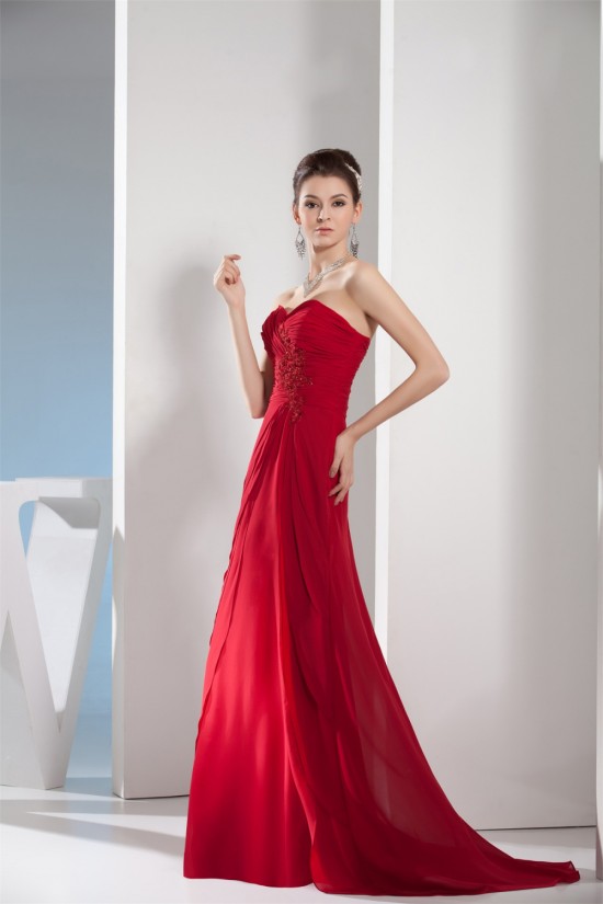 A-Line Chiffon Brush Sweep Train Long Red Prom/Formal Evening Dresses 02020107 A-Line Chiffon Brush Sweep Train Long Red Prom/Formal Evening Dresses 02020107