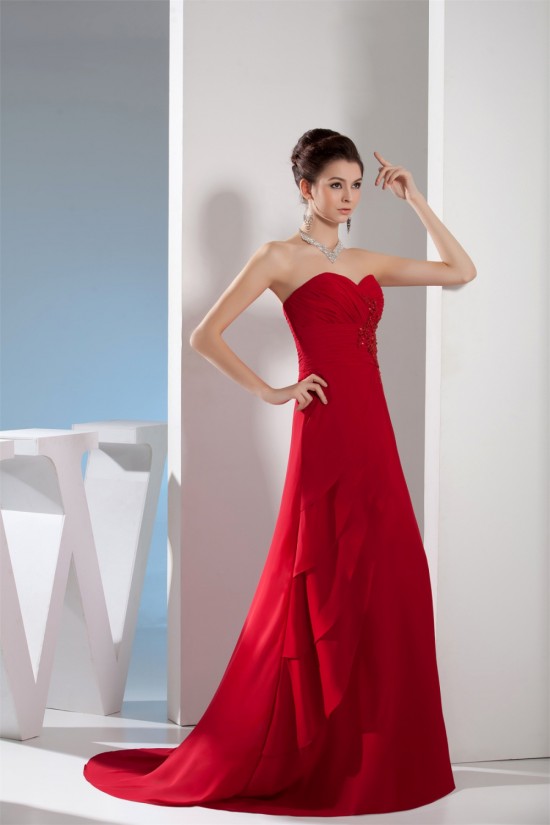 A-Line Chiffon Brush Sweep Train Long Red Prom/Formal Evening Dresses 02020107 A-Line Chiffon Brush Sweep Train Long Red Prom/Formal Evening Dresses 02020107