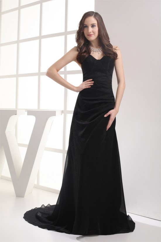 A-Line Brush Sweep Train Long Black Prom/Formal Evening Dresses 02020108 A-Line Brush Sweep Train Long Black Prom/Formal Evening Dresses 02020108