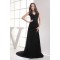 A-Line Brush Sweep Train Long Black Prom/Formal Evening Dresses 02020108