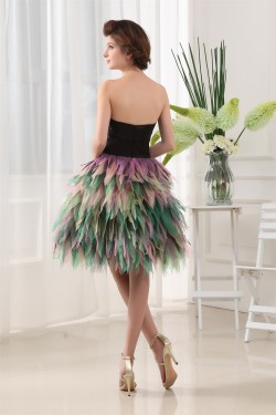 Sleeveless Strapless Satin Tulle A-Line Homecoming Dresses 02021082