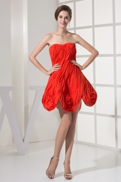 Handmade Flowers Soft Sweetheart Short/Mini Prom/Formal Evening Dresses 02021083