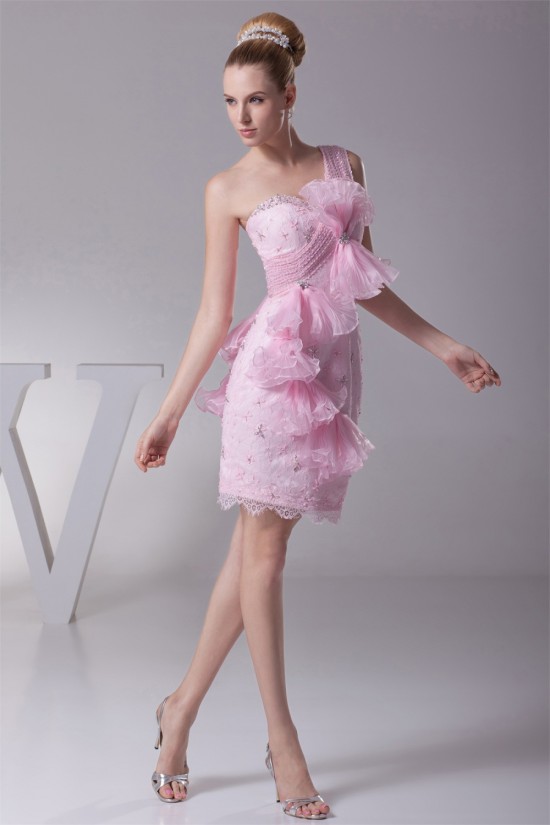 Knee-Length Sheath/Column Beading One-Shoulder Evening Party Dresses 02021087 Knee-Length Sheath/Column Beading One-Shoulder Evening Party Dresses 02021087