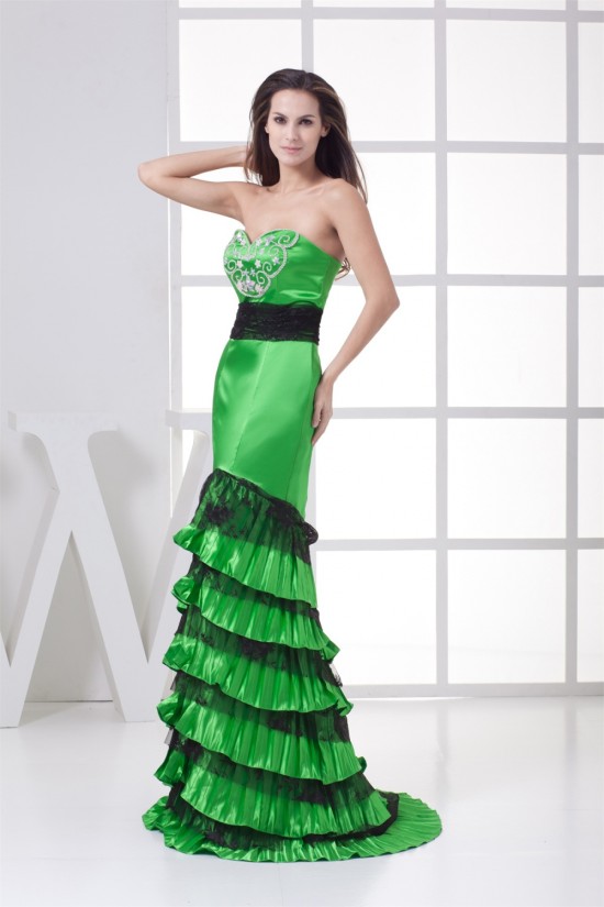 Brush Sweep Train Beading Lace Silk like Satin Prom/Formal Evening Dresses 02020109 Brush Sweep Train Beading Lace Silk like Satin Prom/Formal Evening Dresses 02020109