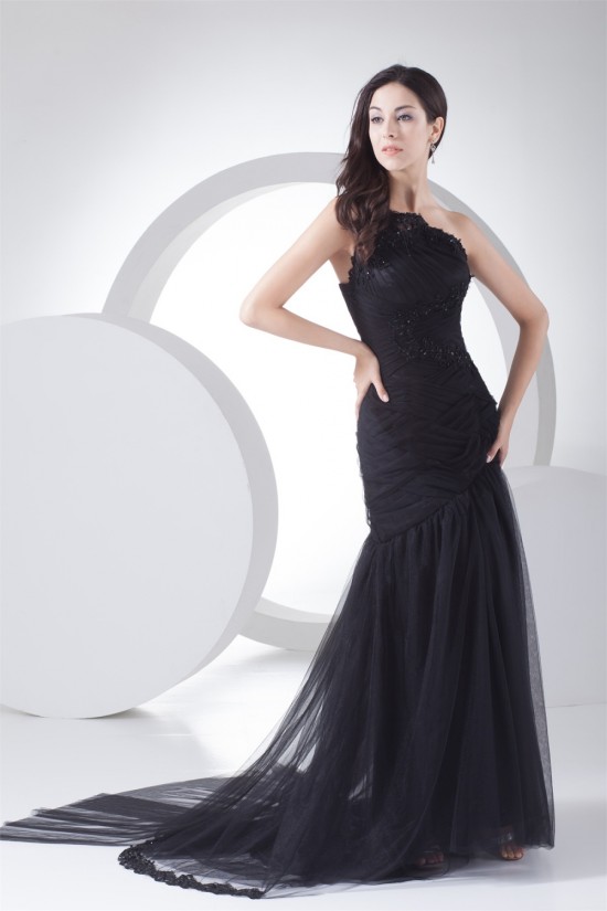Brush Sweep Train Beading Mermaid/Trumpet One-Shoulder Long Black Prom/Formal Evening Dresses 02020110 Brush Sweep Train Beading Mermaid/Trumpet One-Shoulder Long Black Prom/Formal Evening Dresses 02020110