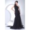 Brush Sweep Train Beading Mermaid/Trumpet One-Shoulder Long Black Prom/Formal Evening Dresses 02020110