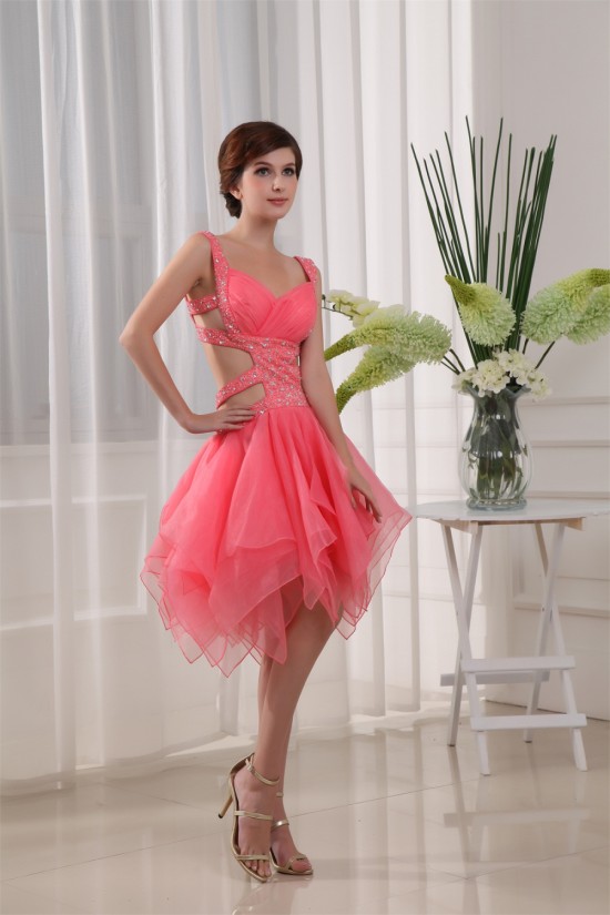 Organza Beading Sleeveless Homecoming Cocktail Party Dresses 02021103