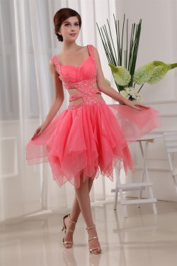 Organza Beading Sleeveless Homecoming Cocktail Party Dresses 02021103