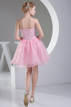 Organza Silk like Satin Sleeveless Short/Mini Homecoming Dresses 02021104