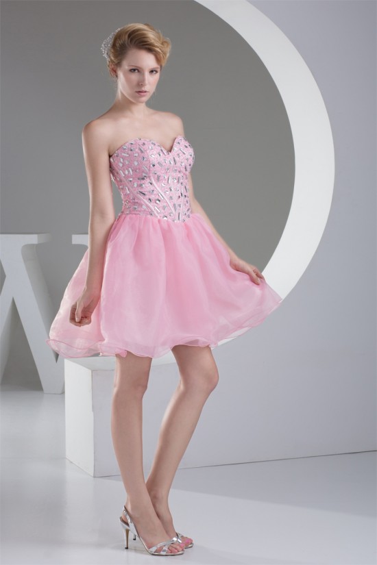 Organza Silk like Satin Sleeveless Short/Mini Homecoming Dresses 02021104