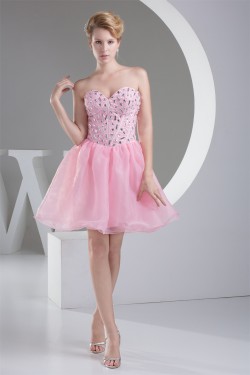 Organza Silk like Satin Sleeveless Short/Mini Homecoming Dresses 02021104