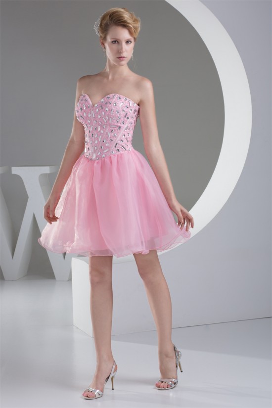 Organza Silk like Satin Sleeveless Short/Mini Homecoming Dresses 02021104