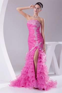 Brush Sweep Train Beading Sleeveless Strapless Long Prom/Formal Evening Dresses 02020111