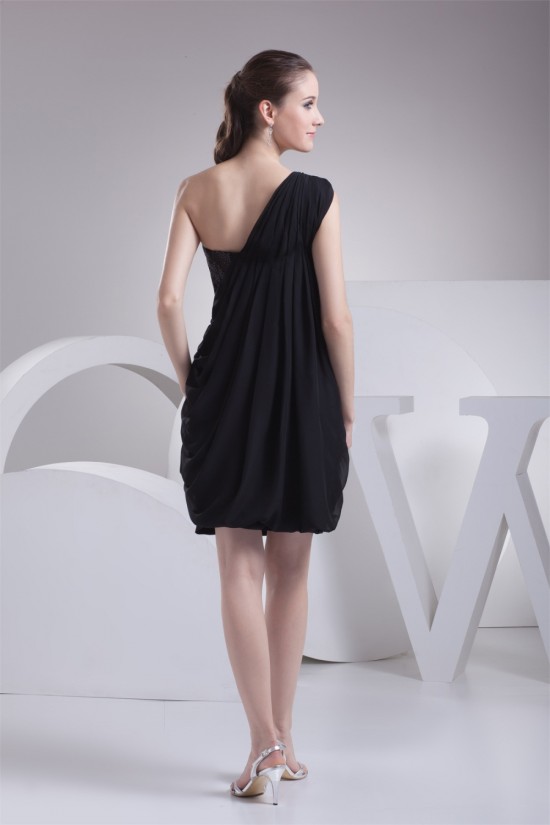 Ruffles Sleeveless One-Shoulder A-Line Short/Mini Sequins Dresses 02021117