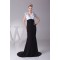 Trumpet/Mermaid Brush Sweep Train Chiffon Black White Long Prom/Formal Evening Dresses 02020112